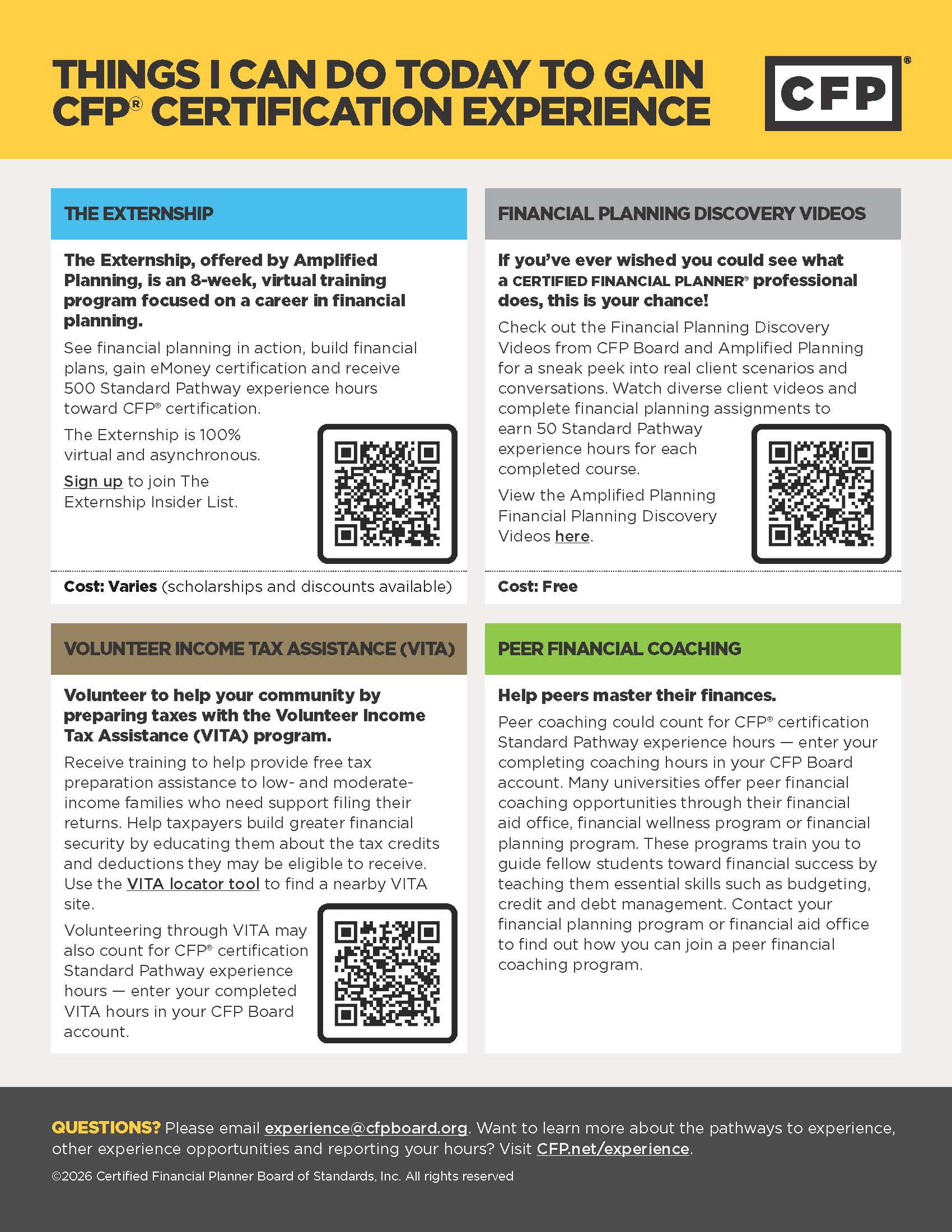 Gain CFP Certification Experience Flyer