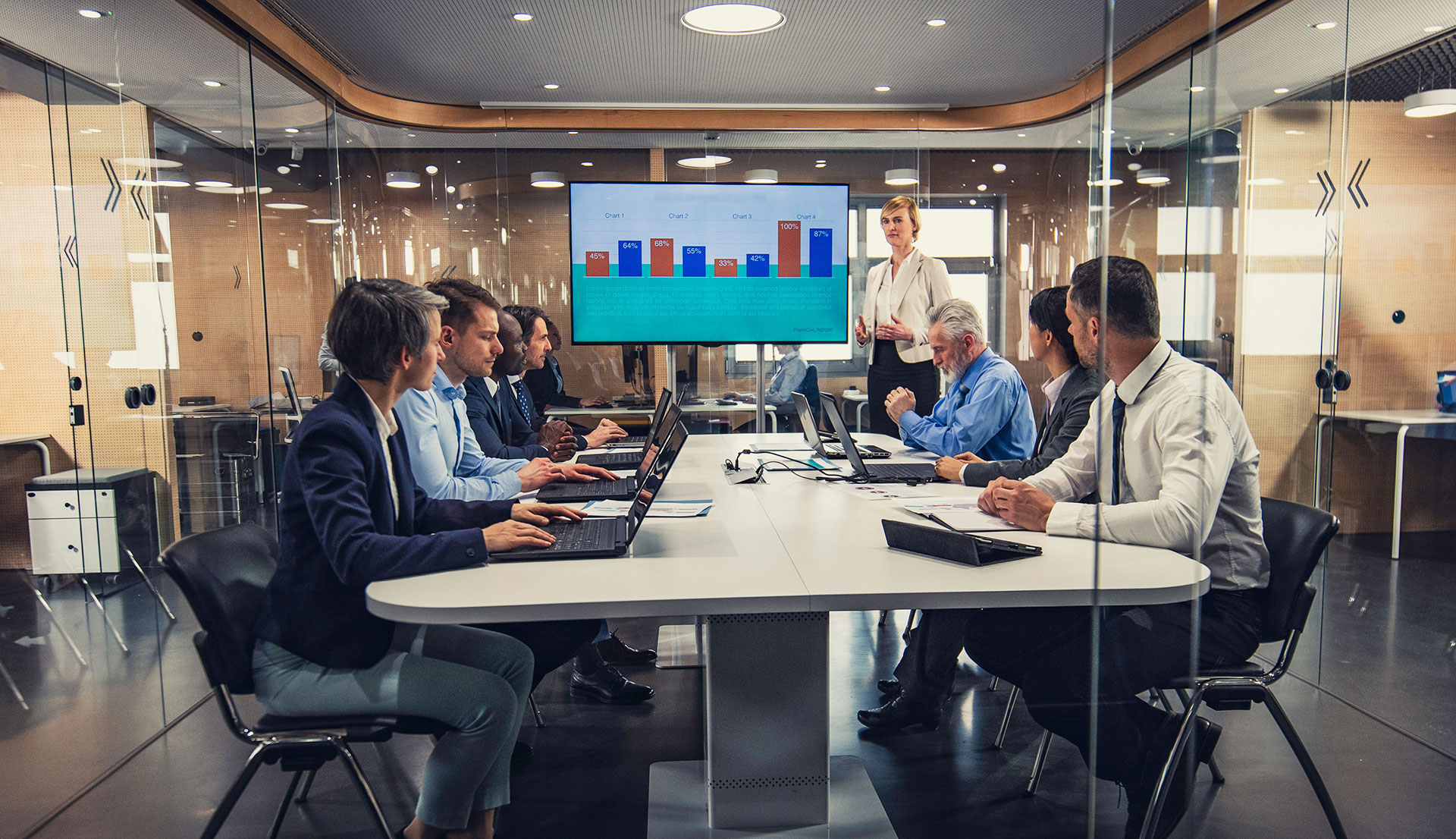 Financial professionals in an advisory firm working together.